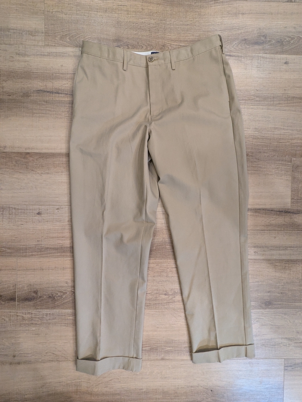 Lands End Mens 38x32 Khaki Pants Traditional Fit Cotton Dress Chino Beige